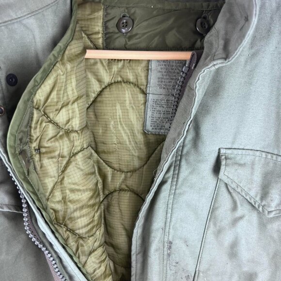 VINTAGE M65 Jacket Regular Green OG 107 Parka Hooded Size Large - Picture 5 of 7
